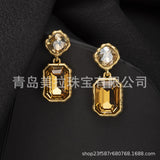 Oscardelarenta new crystal sugar vintage earrings niche design geometric simple fashion high sense