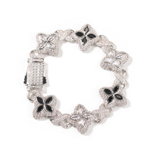 Silver white + black