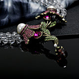 Exaggerated mid-ancient light luxury Iris full Diamond Pearl Crystal necklace suit fashion luxury crystal stud earrings necklace