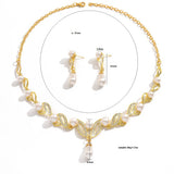 Pinduoduo Cross-border Pearl Women's Fashion Elegant Alloy Drop Bridal Dress Accessories Necklace Earrings suit