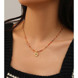 Fashionable and Simple Colorful  Butterfly Zircon Beaded Necklace Light Luxury High-End Clavicle Chain.