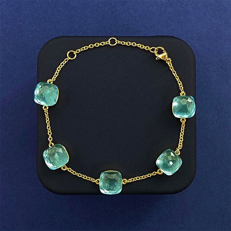 Cross-border New Japanese Style Small Fresh Square Crystal Gem Style Five Flower Bracelet Bracelet Simple Niche Original Design