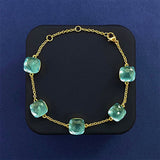 Cross-border New Japanese Style Small Fresh Square Crystal Gem Style Five Flower Bracelet Bracelet Simple Niche Original Design