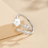 Fresh flower ring female 925 silver fashion flower leaves jewellery.