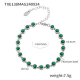 Steel Plated 18K Gold Colorful Round Bead Zircon Necklace Bracelet Super Flash Jewellery Set.