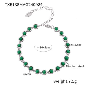 Txe138-steel color green zircon bracelet