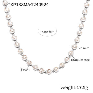Txp138-steel color white zircon necklace