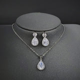 Foreign trade e-commerce Dubai jewelry water drop pear-shaped earrings necklace colorful zircon ear two-piece e5620 x711