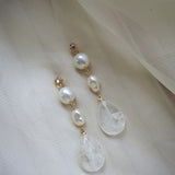 Original Design Natural Freshwater Pearl White Crystal French Water Drop Handmade Mid-Length Earrings Earrings Earrings