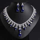 Luxury Dinner Dress Jewelry Red Zircon Necklace suit High-end Wedding Micro-inlay Bridal Wedding Earrings Jewelry