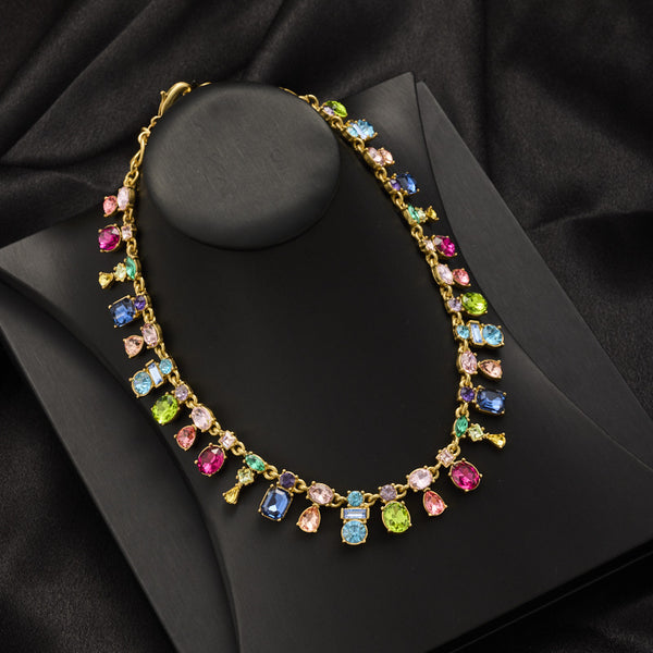 Gold plated Crystal Necklaces Combination Color Luxury Design Advanced Clavicle.