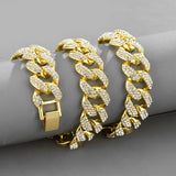 17mm Bubble Cuban Necklace Bubble Dense Diamond Personality Fashion Necklace Bracelet Set Cross-border Hot Hip Hop Jewelry