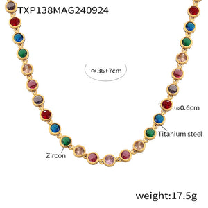 Txp138-gold mixed color zircon necklace