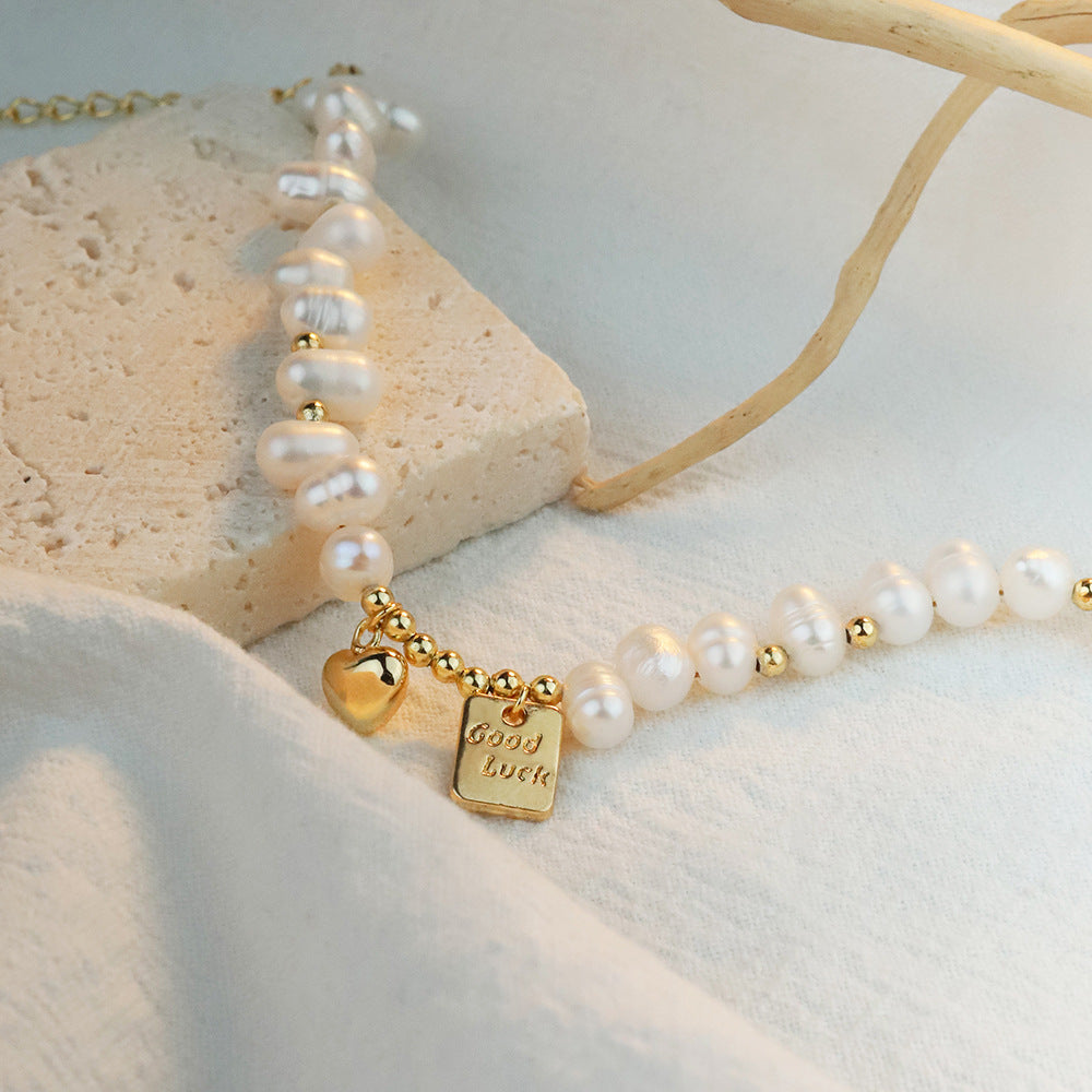 Niche Design Lucky Heart Baroque Pearl Women's Bracelet Ins High-End Jewelry 2025 New Wholesale