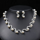 Pinduoduo Cross-border Pearl Women's Fashion Elegant Alloy Drop Bridal Dress Accessories Necklace Earrings suit