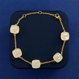 Cross-border New Japanese Style Small Fresh Square Crystal Gem Style Five Flower Bracelet Bracelet Simple Niche Original Design