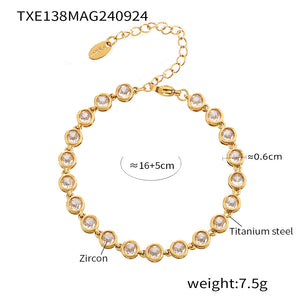 Txe138-gold white zircon bracelet