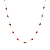 French Retro Interval Red Spinel Beaded Necklace Titanium Steel Electroplated 18K Gold High-grade Women's Clavicle Chain Light Luxury