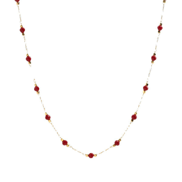Red Spinel Beaded Necklace 18 Gold plated Titanium Steel High-grade Clavicle Chain Luxury. Alternate View