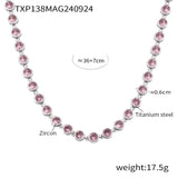 Steel Plated 18K Gold Colorful Round Bead Zircon Necklace Bracelet Super Flash Jewellery Set.