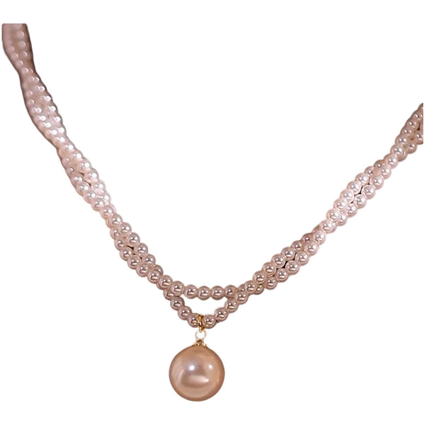 Water Drop-Shaped Double-Layer Pearl Necklace Versatile Temperament Style Collarbone. Alternate View
