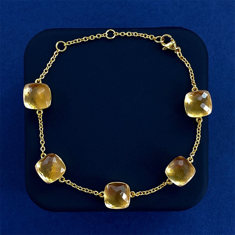 Cross-border New Japanese Style Small Fresh Square Crystal Gem Style Five Flower Bracelet Bracelet Simple Niche Original Design