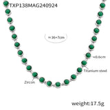 Steel Plated 18K Gold Colorful Round Bead Zircon Necklace Bracelet Super Flash Jewellery Set.
