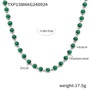 Txp138-steel color green zircon necklace