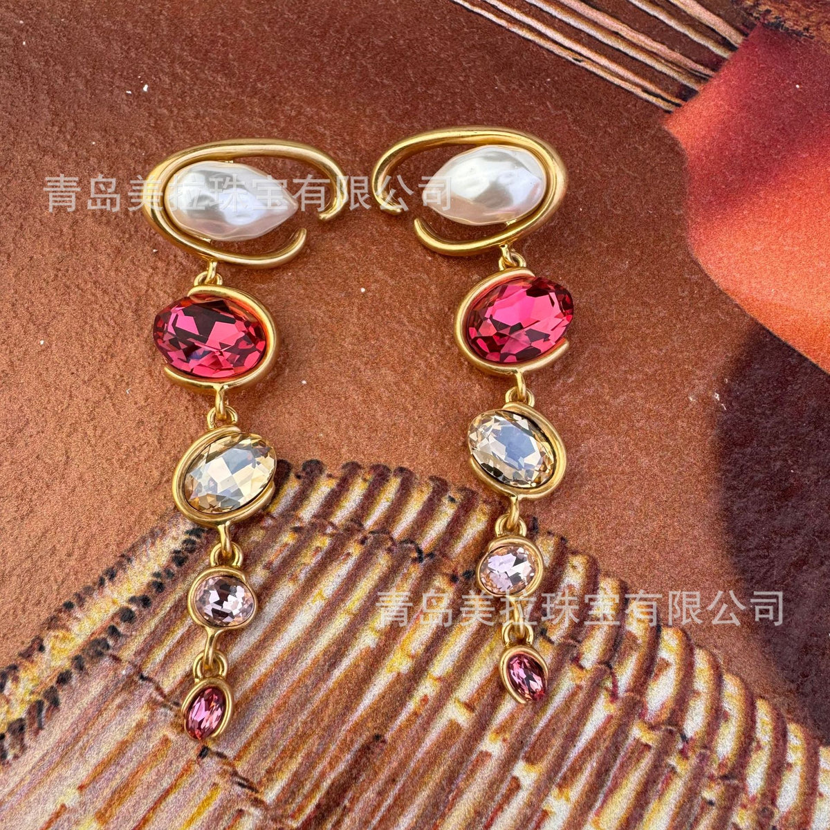 Oscar European and American style exaggerated retro long earrings women's temperament fashion high-end light luxury S925 silver pin earrings