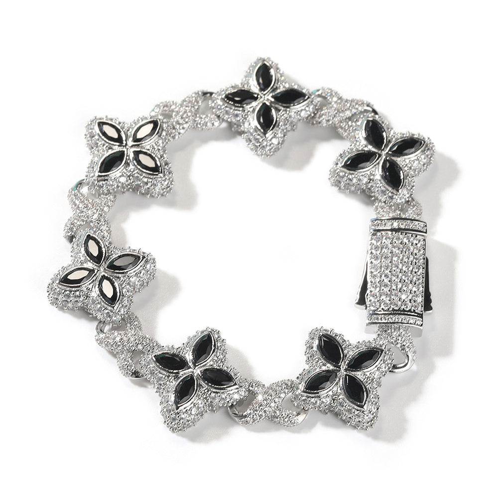 Four-Leaf Bracelet Fashionable Trendy Cool Handsome High-End 5A Zircon Colorful necklace .