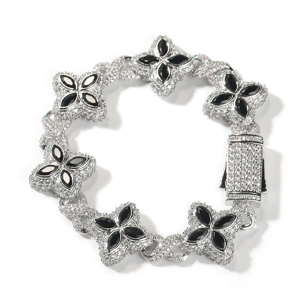 Four-Leaf Bracelet Fashionable Trendy Cool Handsome High-End 5A Zircon Colorful necklace .