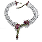 Exaggerated mid-ancient light luxury Iris full Diamond Pearl Crystal necklace suit fashion luxury crystal stud earrings necklace