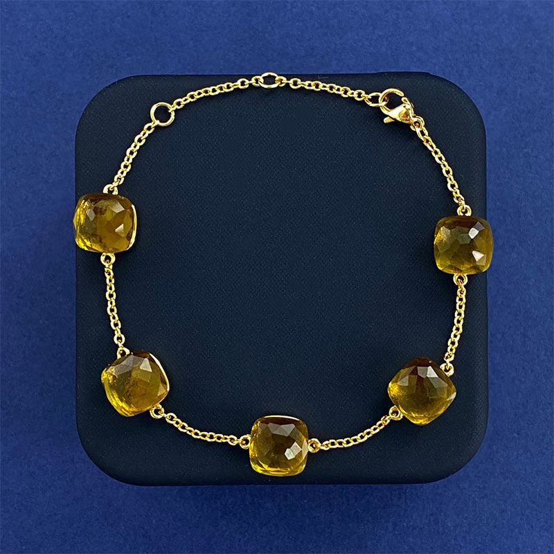 Cross-border New Japanese Style Small Fresh Square Crystal Gem Style Five Flower Bracelet Bracelet Simple Niche Original Design