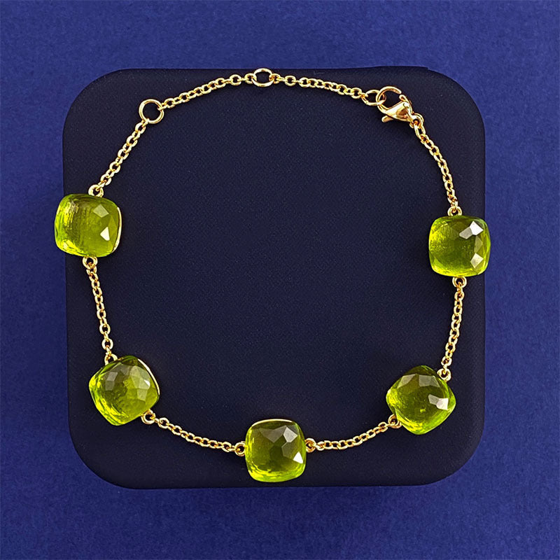 Cross-border New Japanese Style Small Fresh Square Crystal Gem Style Five Flower Bracelet Bracelet Simple Niche Original Design