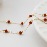 French Retro Interval Red Spinel Beaded Necklace Titanium Steel Electroplated 18K Gold High-grade Women's Clavicle Chain Light Luxury