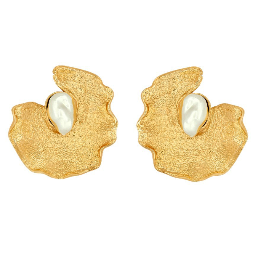 Marine Style Exaggerated Stylish Asymmetrical Shell Stylish Elegant Earrings.