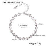 Steel Plated 18K Gold Colorful Round Bead Zircon Necklace Bracelet Super Flash Jewellery Set.