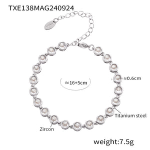Txe138-steel color white zircon bracelet