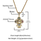 Gold-Plated Flower Design Pendant Copper Inlay 5A Zircon.