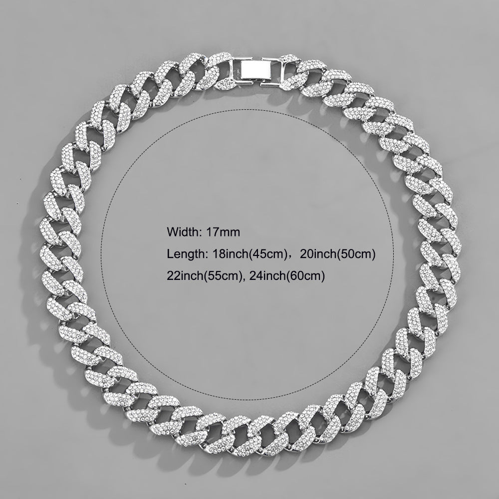 17mm Bubble Cuban Necklace Bubble Dense Diamond Personality Fashion Necklace Bracelet Set Cross-border Hot Hip Hop Jewelry