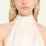 Oscardelarenta new crystal sugar vintage earrings niche design geometric simple fashion high sense