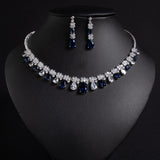 Chain zircon water drop necklace and earring dress earrings jewelry two-piece jewellery.