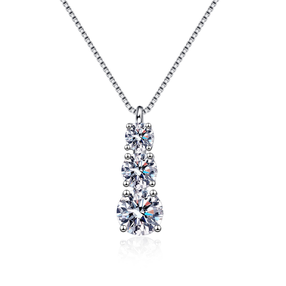 Xindeyi S925 Sterling Silver Moissanite Step Pendant Manufacturer Wholesale Moissanite Necklace Clavicle Chain