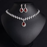 suit Water Drop Necklace and Earrings Zircon jewellery set Accessories
