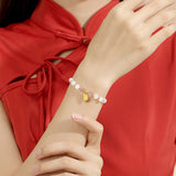 Fujian and Guangdong S925 Sterling Silver Beaded Bracelet with Hetian Jade and Crystal Beads, Women's Handmade Original Design, Chinese Style Jewelry
