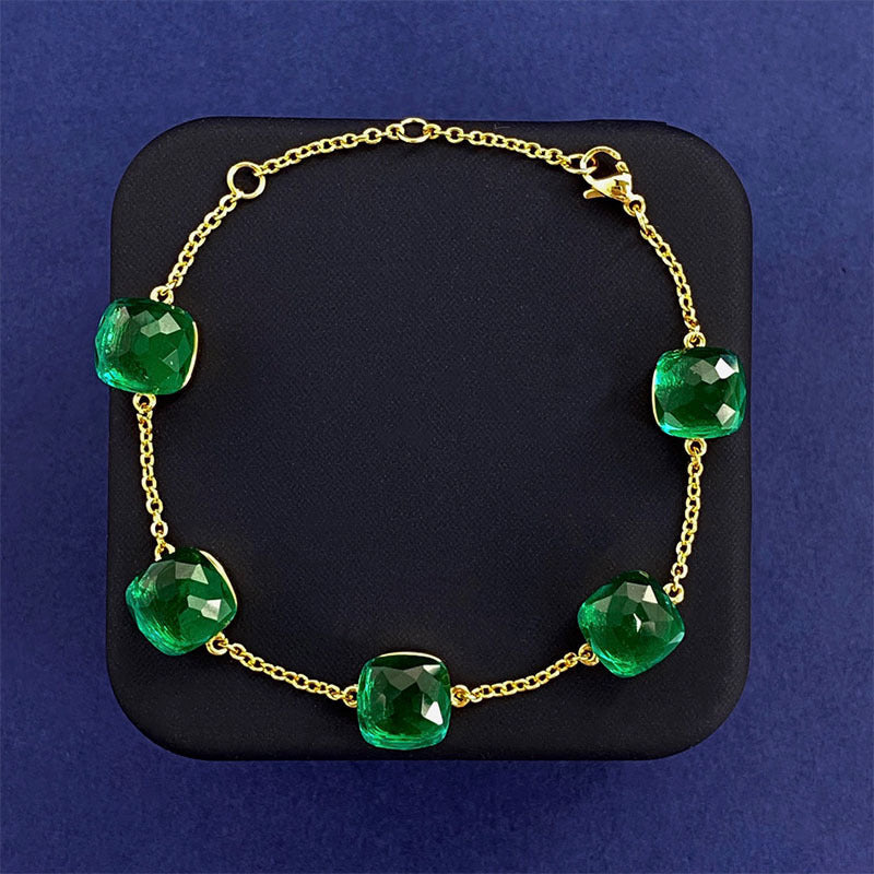 Cross-border New Japanese Style Small Fresh Square Crystal Gem Style Five Flower Bracelet Bracelet Simple Niche Original Design