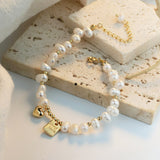 Niche Design Lucky Heart Baroque Pearl Women's Bracelet Ins High-End Jewelry 2025 New Wholesale