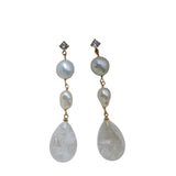 Original Design Natural Freshwater Pearl White Crystal French Water Drop Handmade Mid-Length Earrings Earrings Earrings