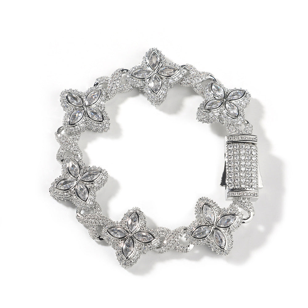 Four-Leaf Bracelet Fashionable Trendy Cool Handsome High-End 5A Zircon Colorful necklace .