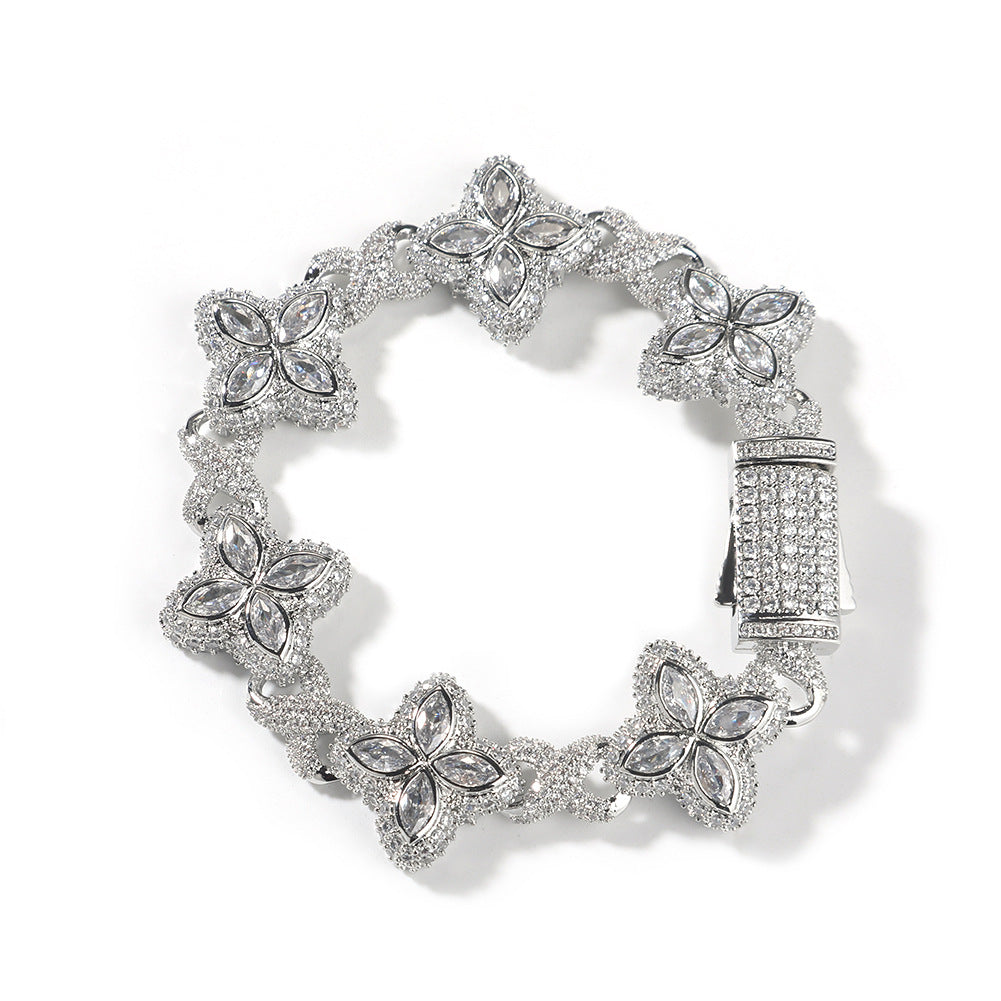 Four-Leaf Bracelet Fashionable Trendy Cool Handsome High-End 5A Zircon Colorful necklace .